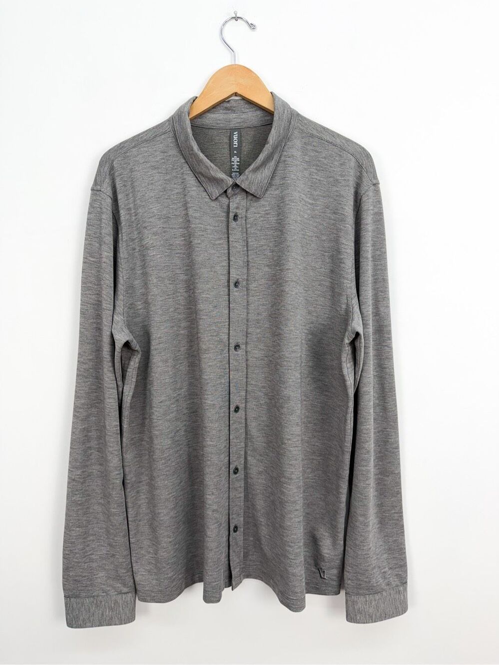 Vuori Men’s Long Sleeve Knit Twill Grey Button Down Shirt